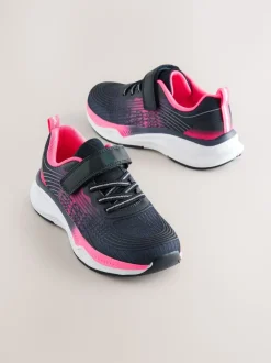 Navy/Pink Elastic Lace-Up Trainers