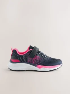 Navy/Pink Elastic Lace-Up Trainers