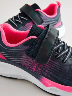 Navy/Pink Elastic Lace-Up Trainers