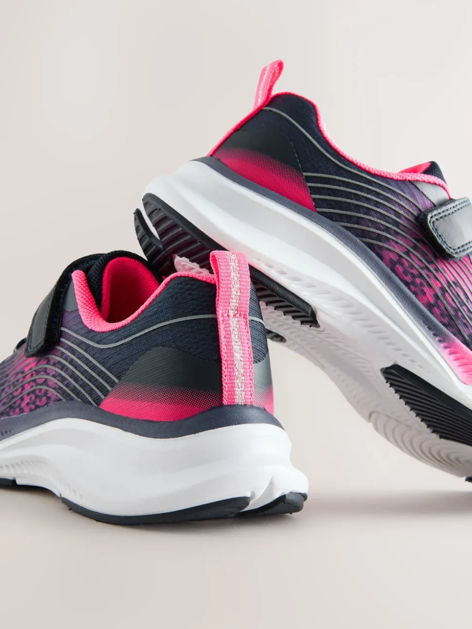 Navy/Pink Elastic Lace-Up Trainers