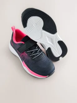 Navy/Pink Elastic Lace-Up Trainers