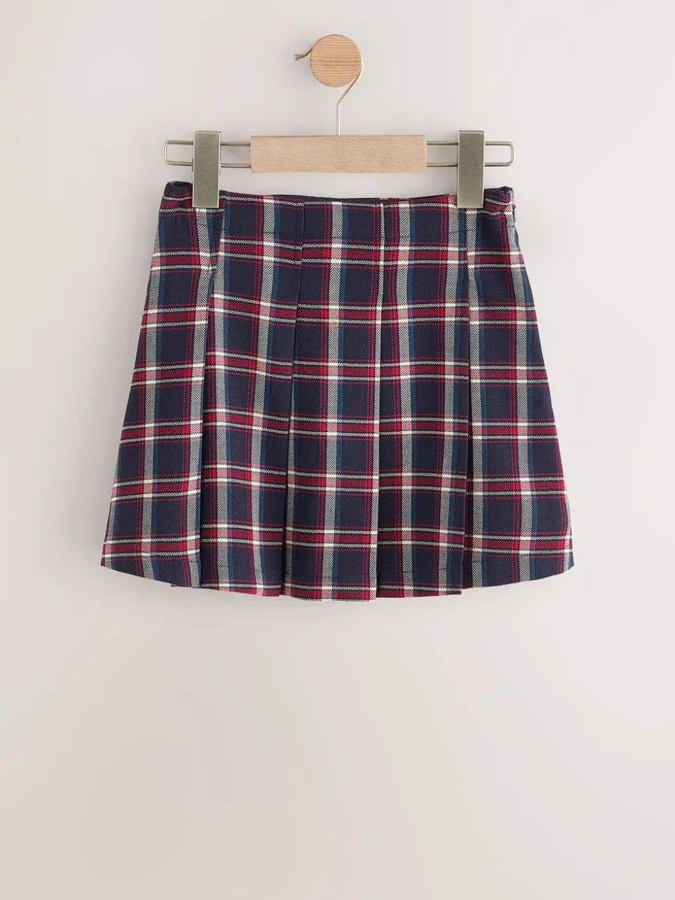 Navy Pleated Check Skirt (3-16yrs)