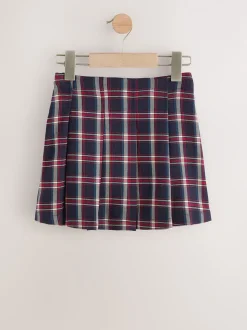 Navy Pleated Check Skirt (3-16yrs)