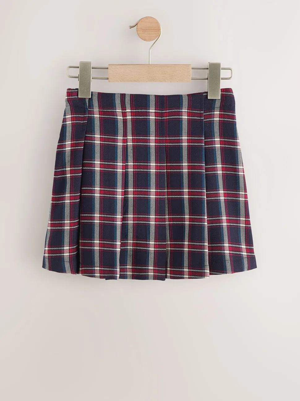 Navy Pleated Check Skirt (3-16yrs)