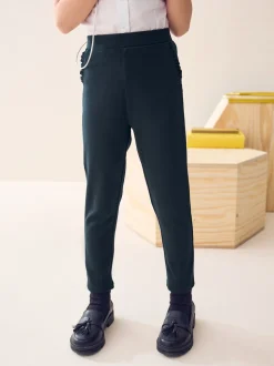 Navy Pull-On Cotton Rich Stretch School Trousers (3-16yrs)