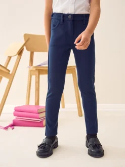 Navy Regular Length Jersey Stretch Skinny School Trousers (3-18yrs)