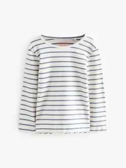 Navy Ribbed Long Sleeve Tops 5 Pack (3mths-7yrs)