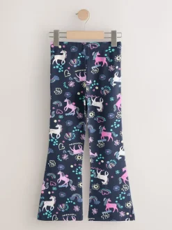 Navy Unicorn Flare Leggings (3-16yrs)