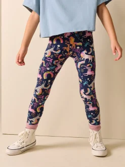 Navy Unicorn Leggings (3-16yrs)