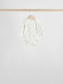 Neutral 100% Cotton Long Sleeve Baby Bodysuits 5 Pack