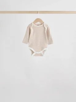 Neutral 100% Cotton Long Sleeve Baby Bodysuits 5 Pack