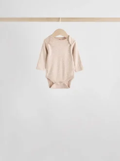 Neutral 100% Cotton Long Sleeve Baby Bodysuits 5 Pack