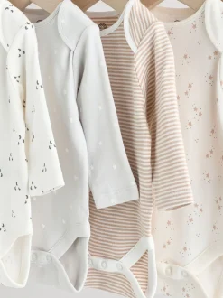 Neutral 100% Cotton Long Sleeve Baby Bodysuits 5 Pack