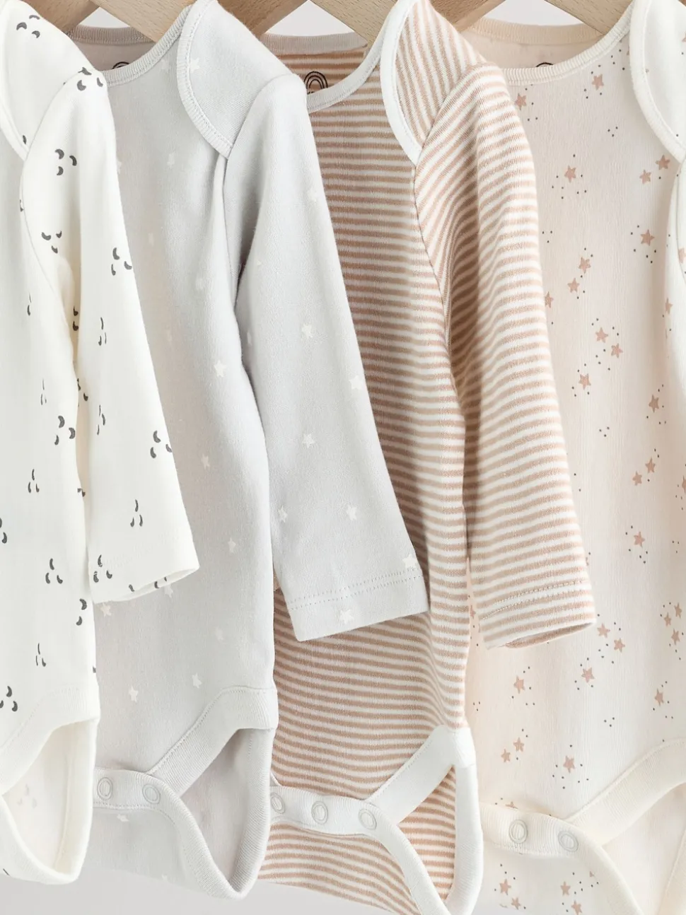 Neutral 100% Cotton Long Sleeve Baby Bodysuits 5 Pack