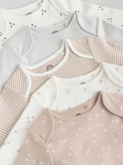 Neutral 100% Cotton Long Sleeve Baby Bodysuits 5 Pack
