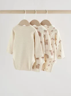 Neutral Hamish Long Sleeve Baby Bodysuits 3 Pack