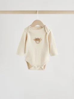 Neutral Hamish Long Sleeve Baby Bodysuits 3 Pack