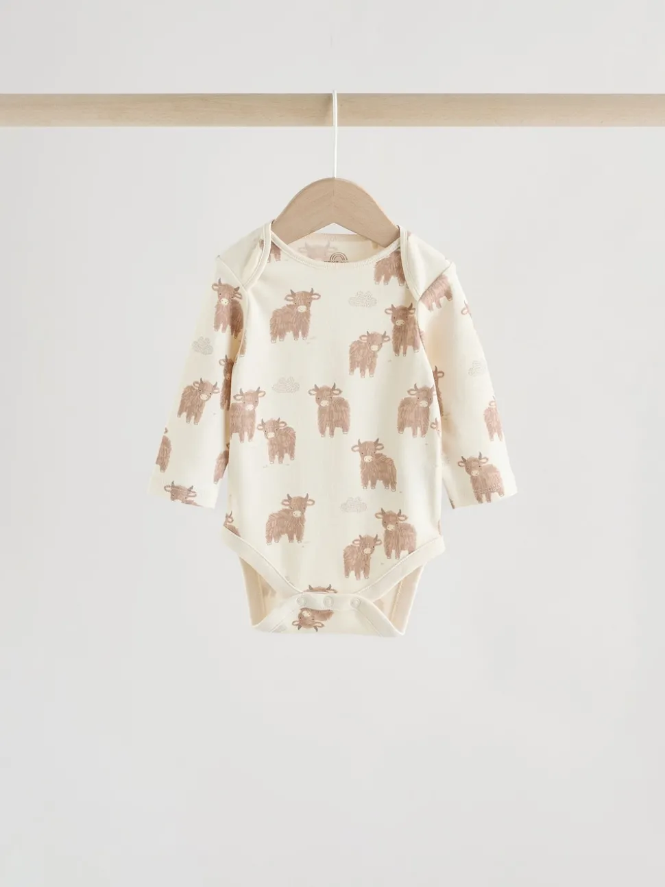 Neutral Hamish Long Sleeve Baby Bodysuits 3 Pack