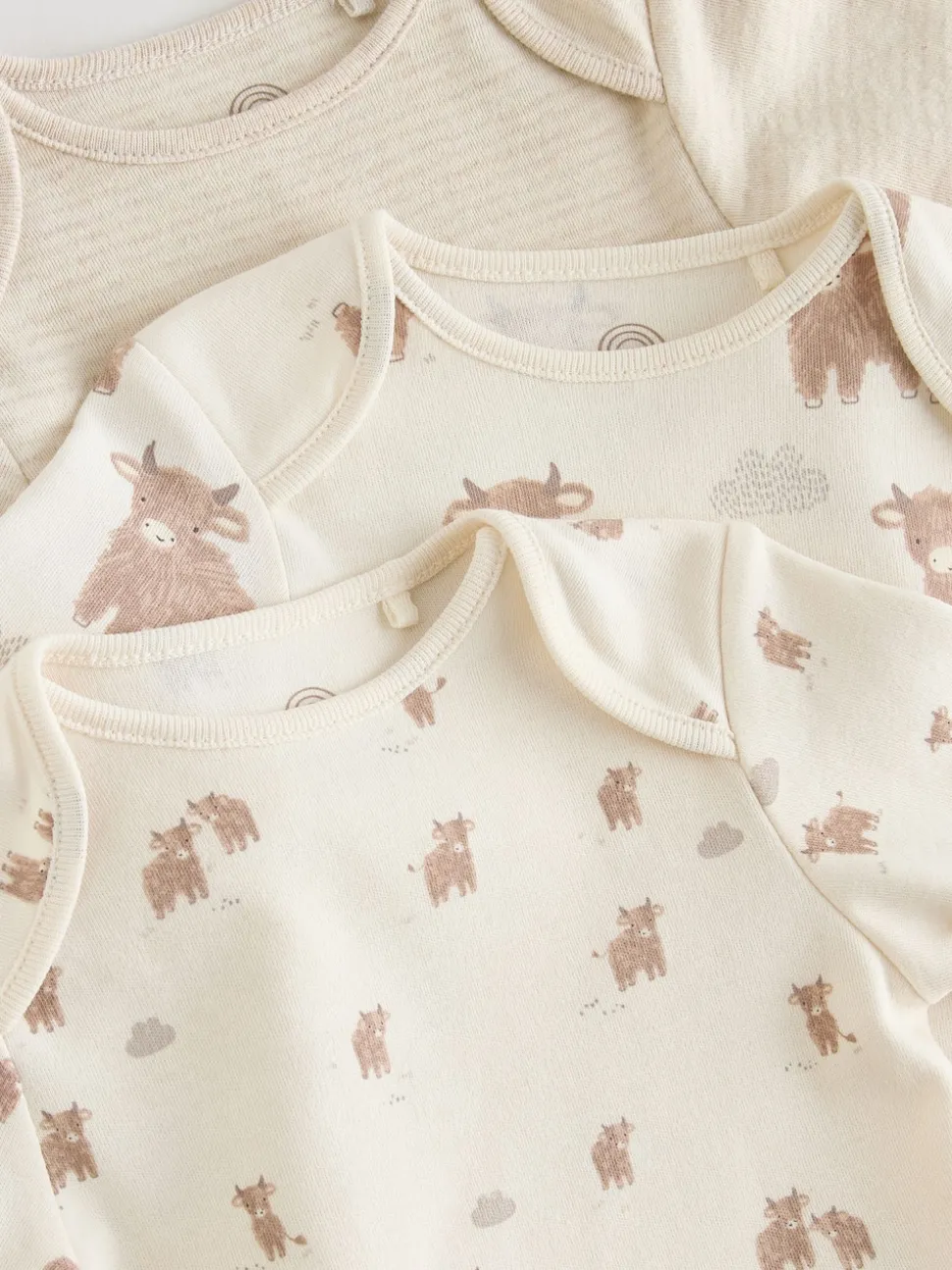 Neutral Hamish Long Sleeve Baby Bodysuits 3 Pack