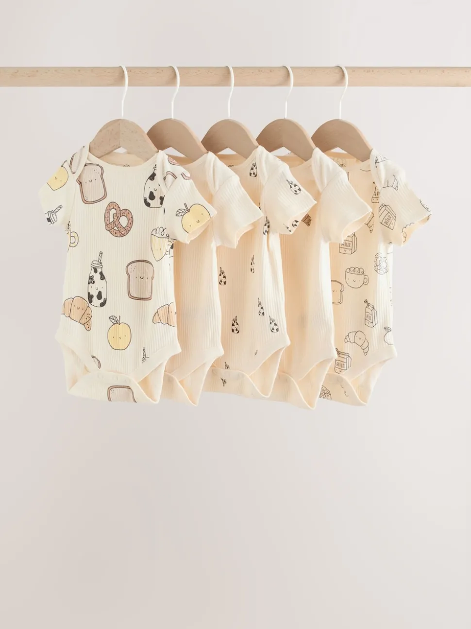 Neutral Short Sleeve Baby Bodysuits 5 Pack
