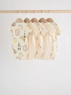 Neutral Short Sleeve Baby Bodysuits 5 Pack