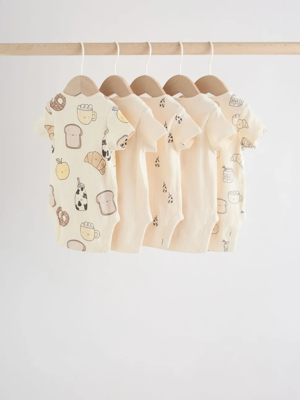 Neutral Short Sleeve Baby Bodysuits 5 Pack