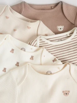 Neutral Bear Baby Long Sleeve Bodysuits 5 Pack