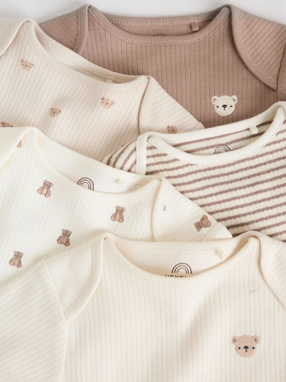 Neutral Bear Baby Long Sleeve Bodysuits 5 Pack