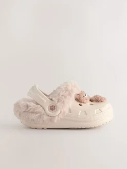 Neutral Bear Faux Fur Lined Clog Slippers