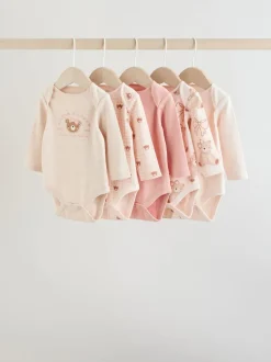 Neutral Bear Long Sleeve Baby Bodysuits 5 Pack