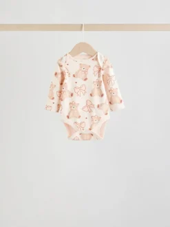 Neutral Bear Long Sleeve Baby Bodysuits 5 Pack