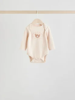 Neutral Bear Long Sleeve Baby Bodysuits 5 Pack