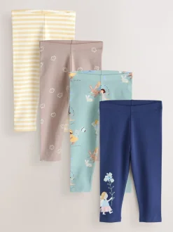 Neutral/Blue Leggings 4 Pack (3mths-7yrs)