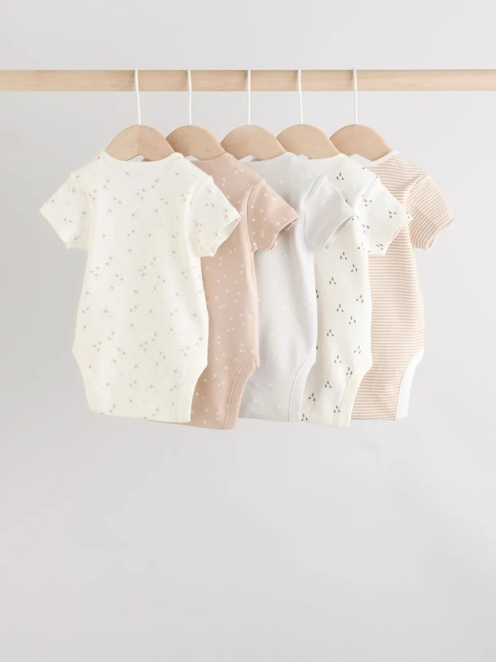 Neutral 100% Cotton Short Sleeve Baby Bodysuits 5 Pack