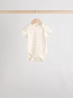 Neutral 100% Cotton Short Sleeve Baby Bodysuits 5 Pack