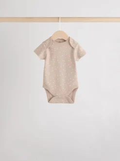 Neutral 100% Cotton Short Sleeve Baby Bodysuits 5 Pack