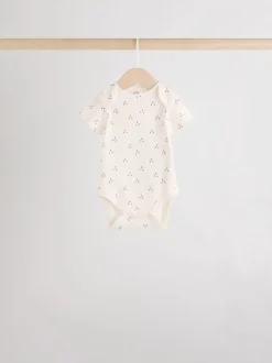 Neutral 100% Cotton Short Sleeve Baby Bodysuits 5 Pack
