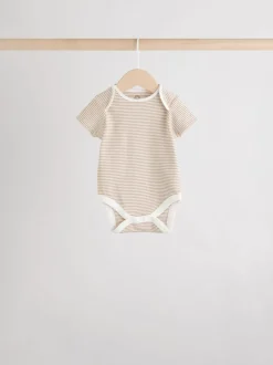 Neutral 100% Cotton Short Sleeve Baby Bodysuits 5 Pack