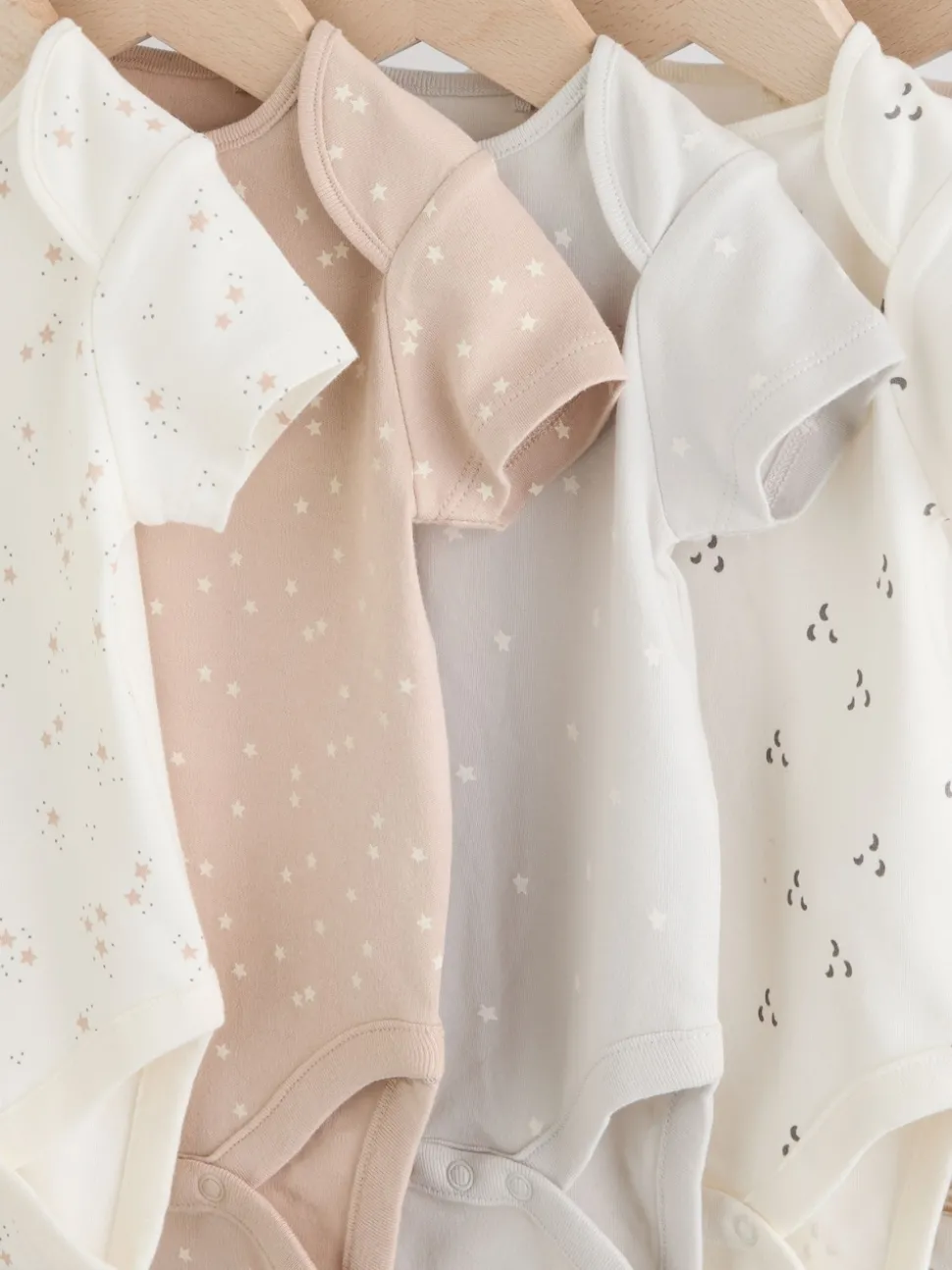 Neutral 100% Cotton Short Sleeve Baby Bodysuits 5 Pack