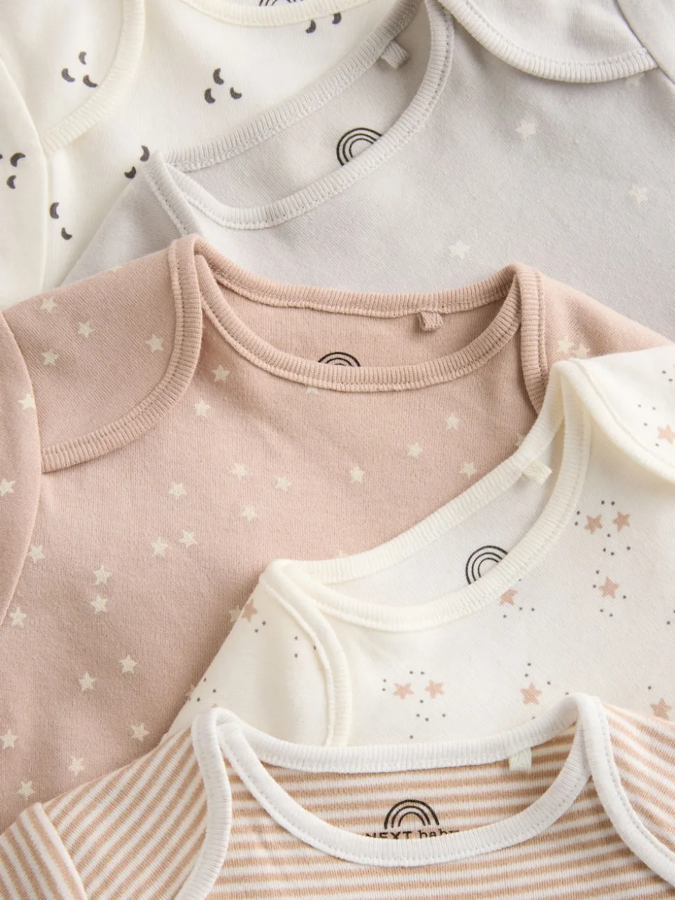 Neutral 100% Cotton Short Sleeve Baby Bodysuits 5 Pack