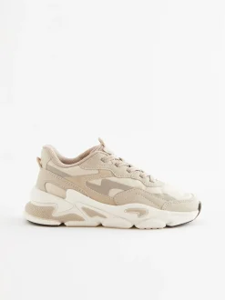 Neutral Elastic Lace Trainers