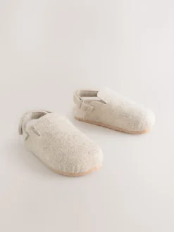 Neutral Felt Clog Slippers