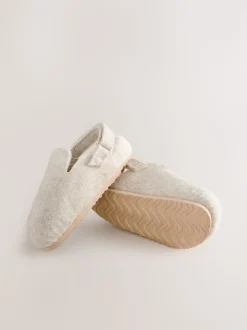 Neutral Felt Clog Slippers