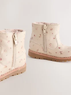 Neutral Floral Standard Fit (F) Chelsea Zip Tassel Ankle Boots