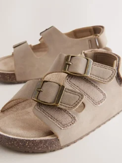 Neutral Standard Fit (F) Double Buckle Cushioned Footbed Sandals