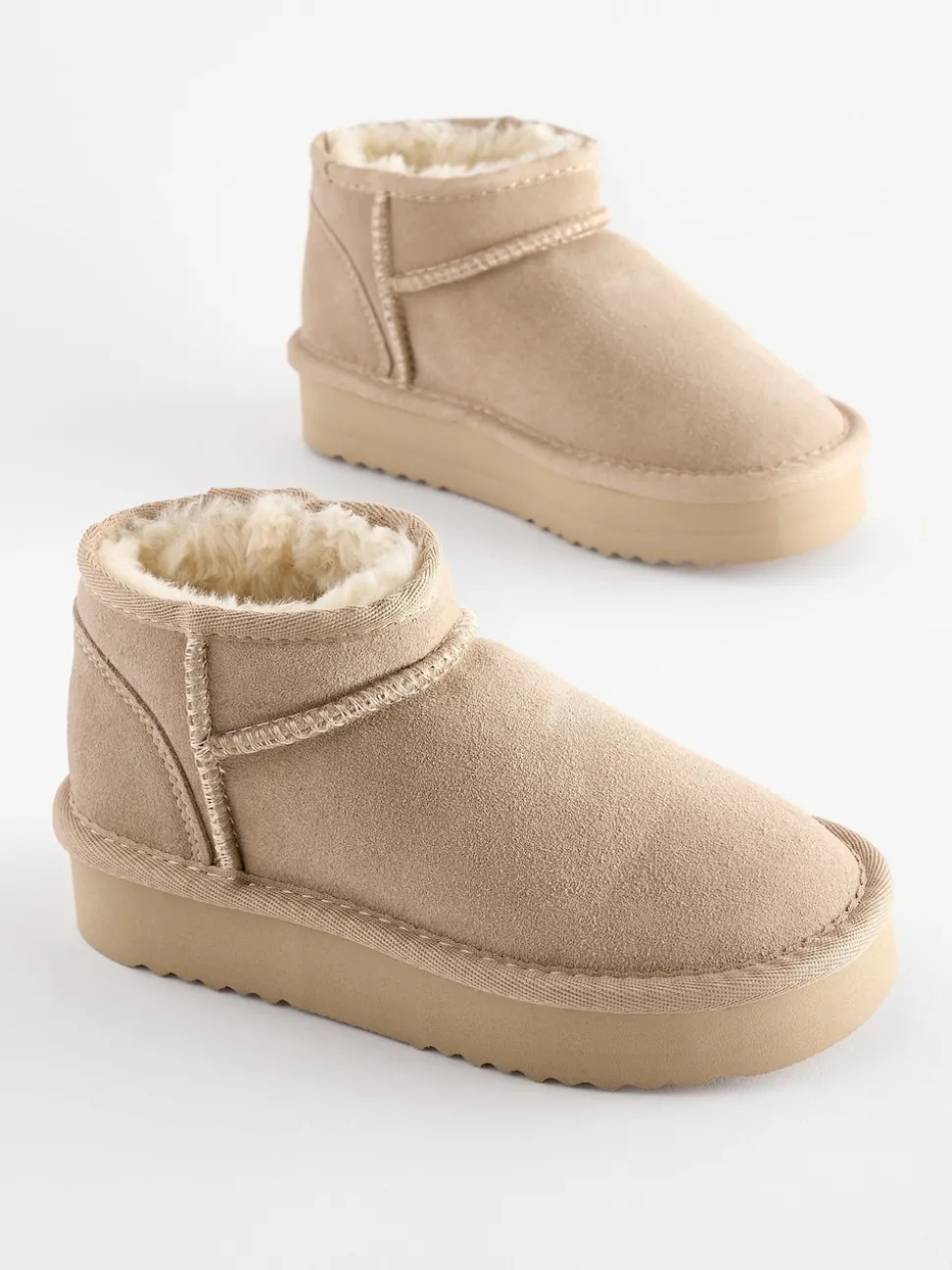 Neutral Standard Fit (F) Flatform Mini Warm Lined Water Repellent Suede Pull-On Boots
