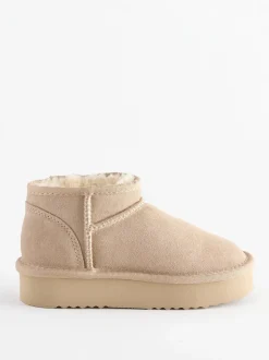 Neutral Standard Fit (F) Flatform Mini Warm Lined Water Repellent Suede Pull-On Boots