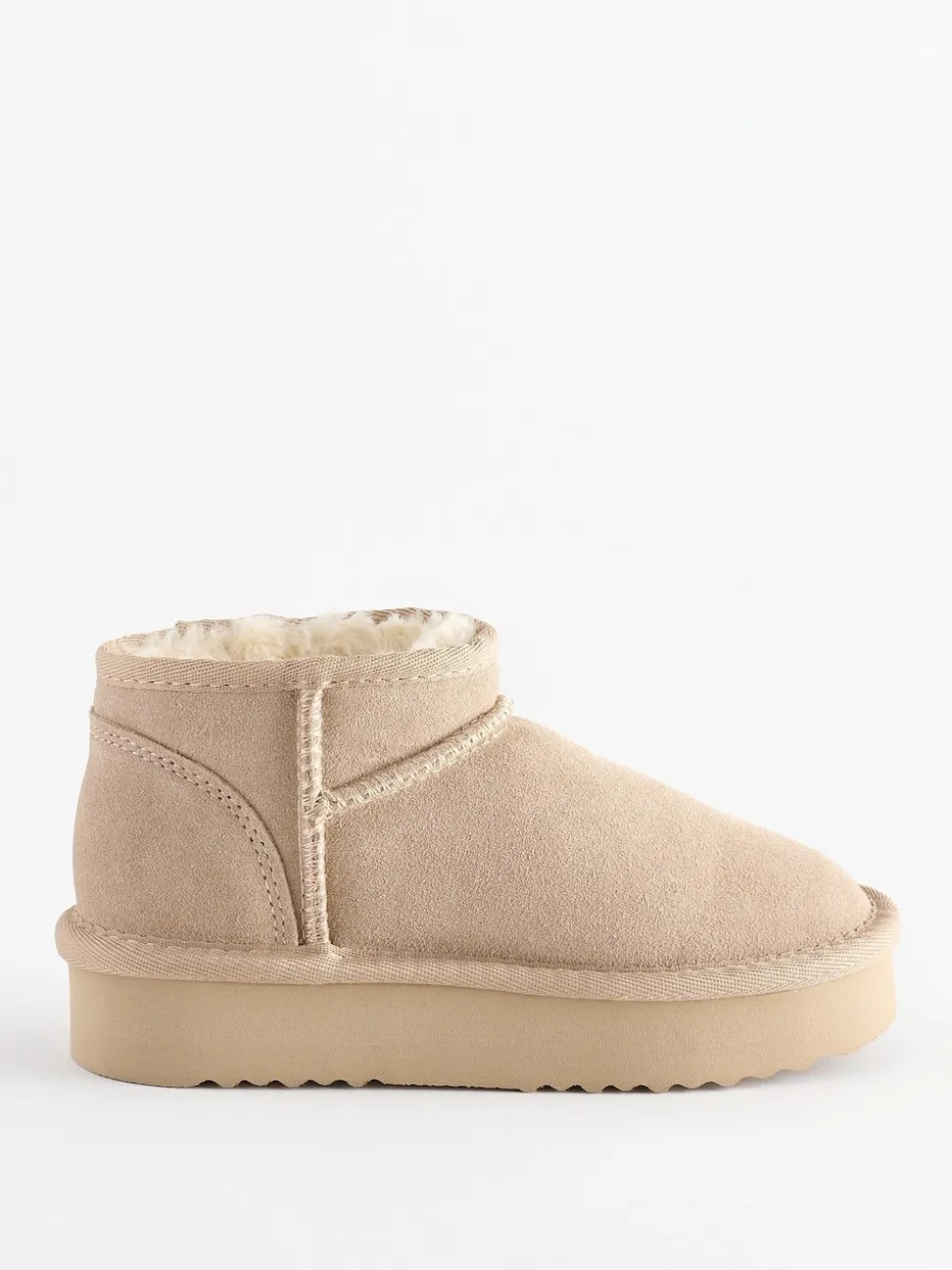 Neutral Standard Fit (F) Flatform Mini Warm Lined Water Repellent Suede Pull-On Boots
