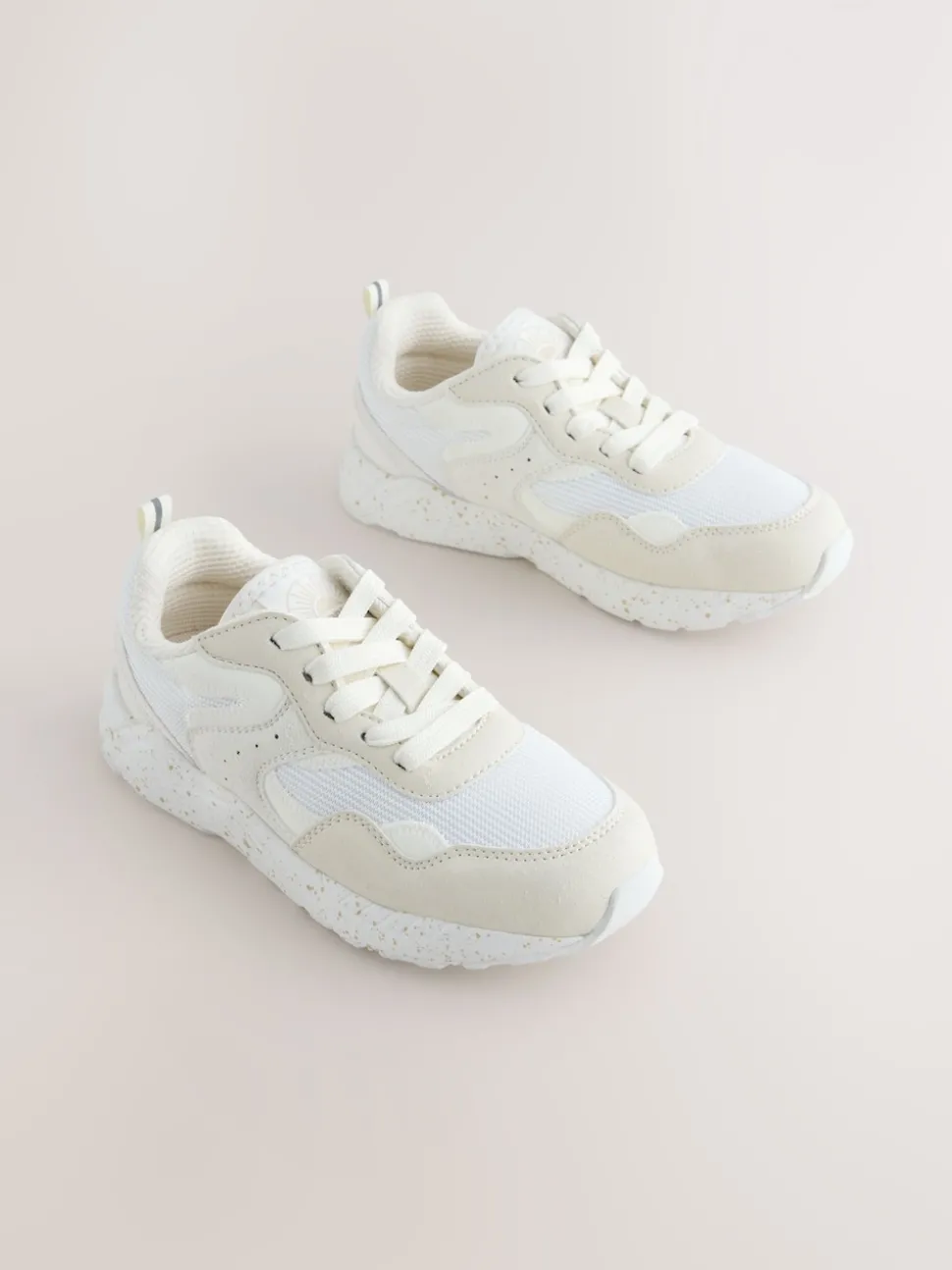 Neutral Standard Fit (F) Lace-Up Colourblock Trainers