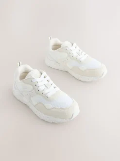 Neutral Standard Fit (F) Lace-Up Colourblock Trainers